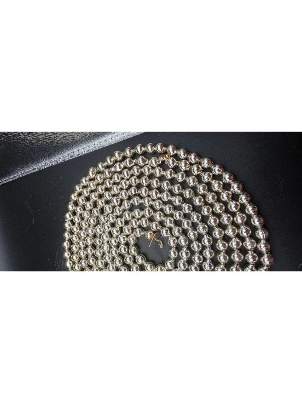 Vintage MCM Silver Mercury Glass Bead Garland Christmas Decor Two 8' Strands